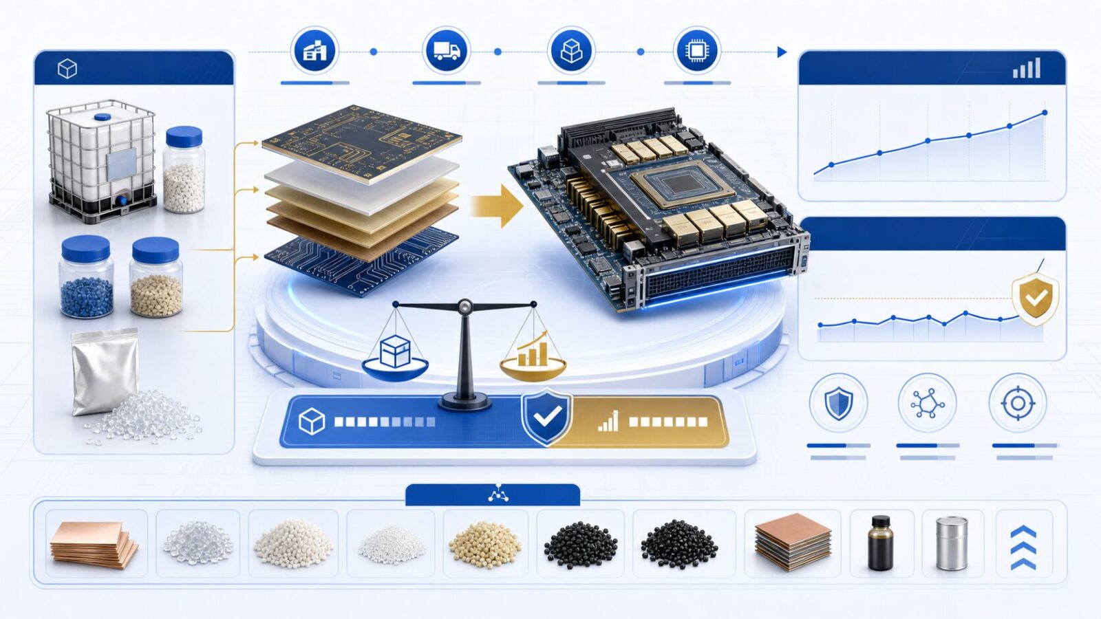 AI硬件PCB材料中的树脂供应与价格趋势信息图