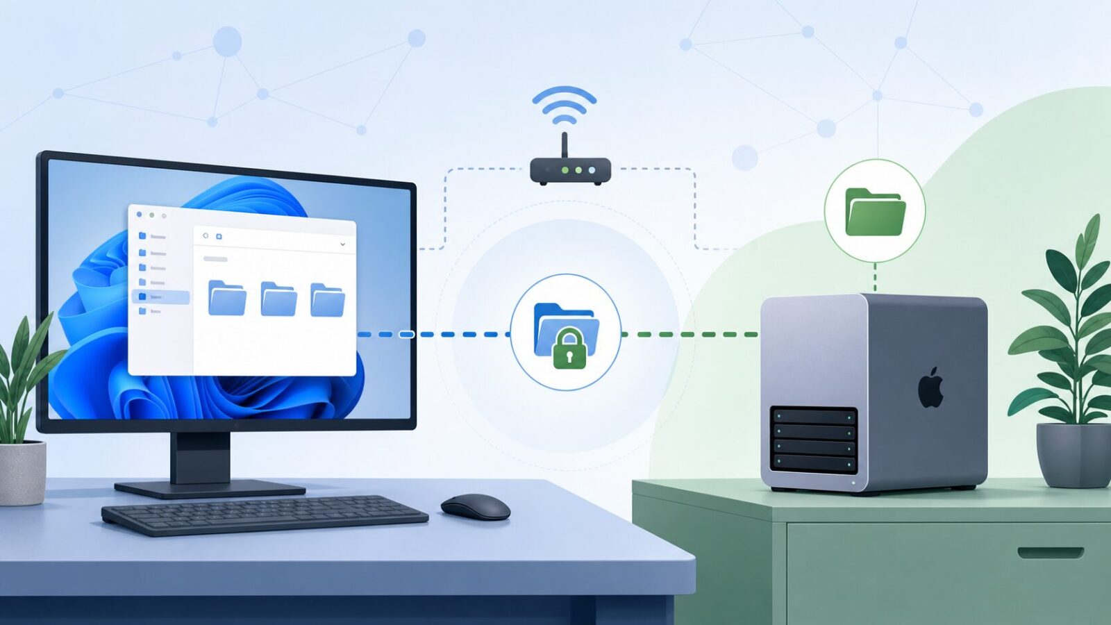 Windows 电脑通过局域网访问 Mac 共享文件夹的 SMB 文件共享排查示意图