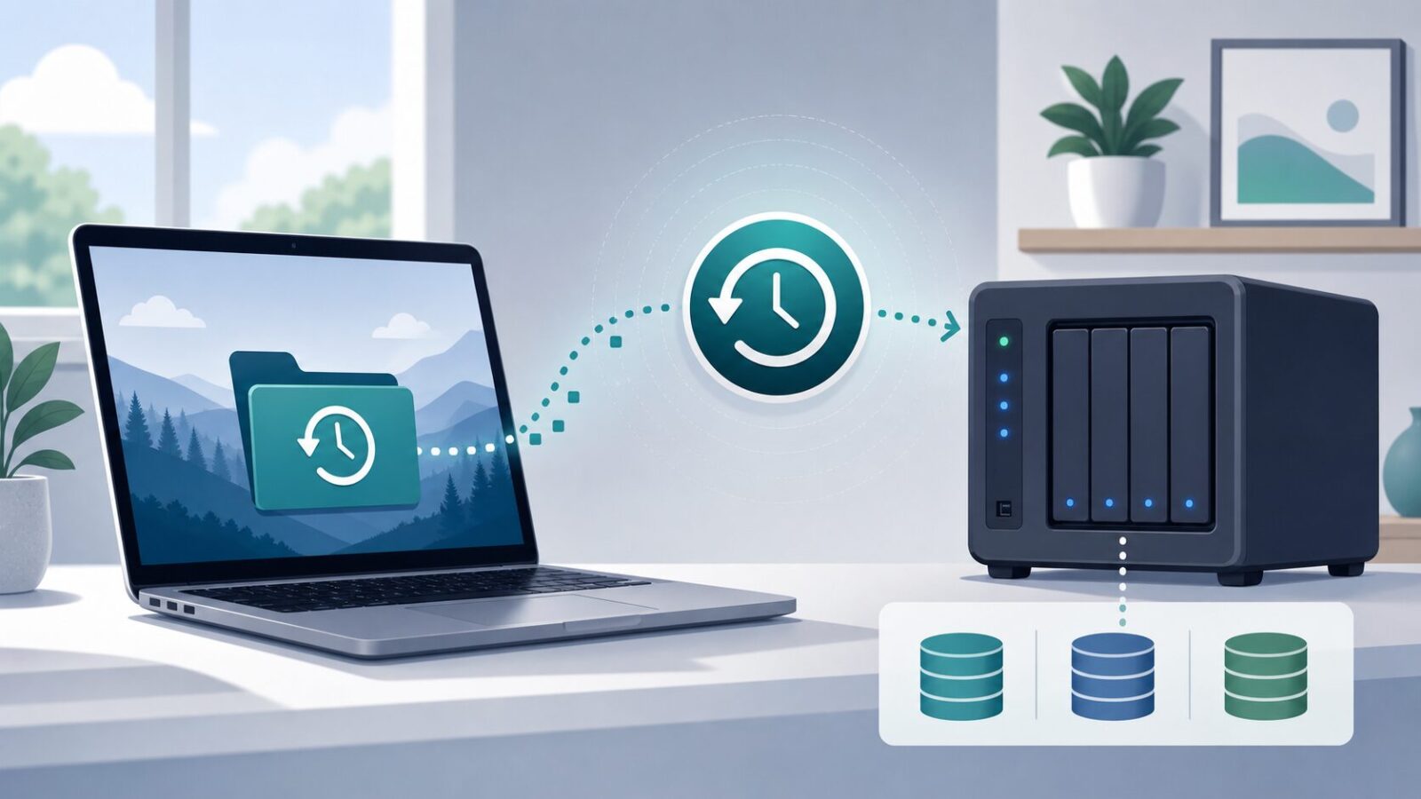MacBook 通过网络共享目录备份到家庭服务器的 Time Machine 备份示意图