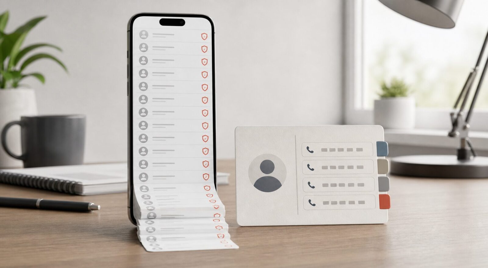 iPhone 上很长的已屏蔽联系人列表与用于收纳号码的联系人卡片